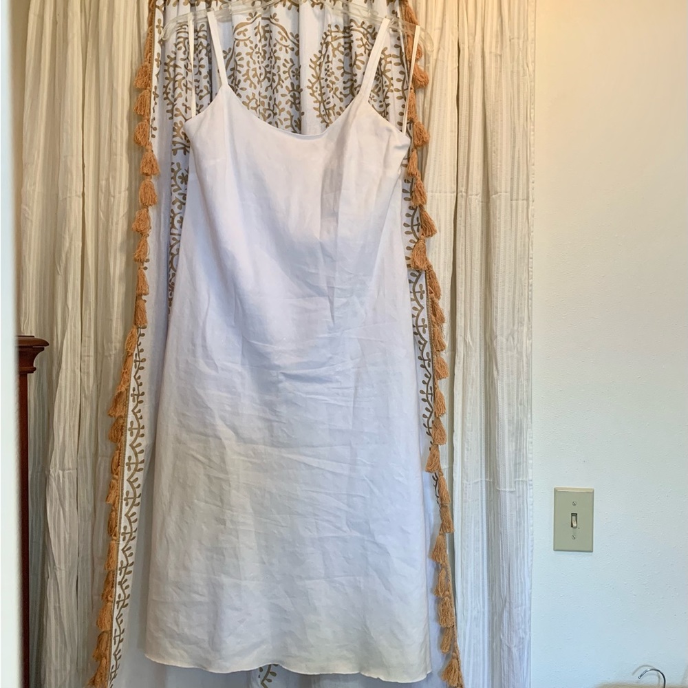 Vintage Linen Blend White Slip Dress